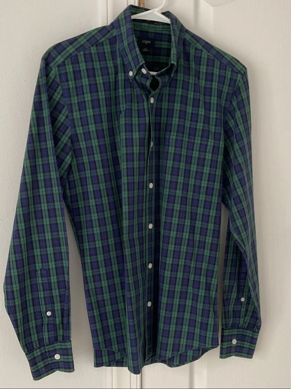 J. Crew Men’s Blue and Green Plaid Button-Down Shirt M